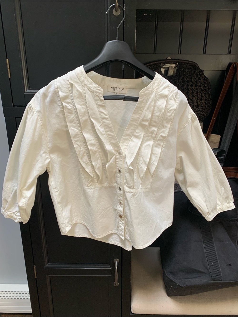 Nation Los Angeles 100% Pima Cotton ruffle shirt size XS NWT
